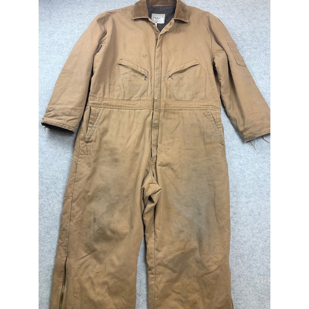 Walls Coveralls Mens 2XL Brown Insulated Cotton Duck Workwear Jumpsuit